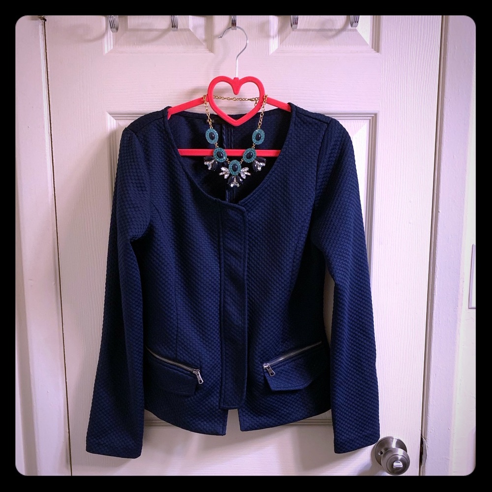 Classic Jackie Kennedy inspired Navy Zip Cardigan